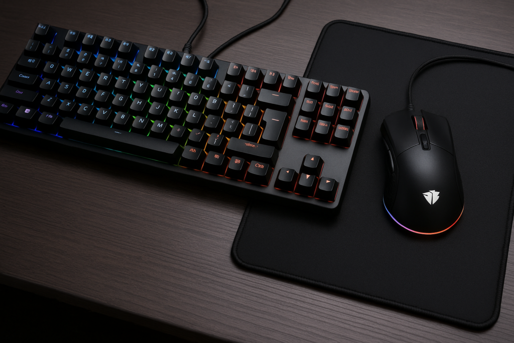 gaming keyboard and mouse and mouse pad